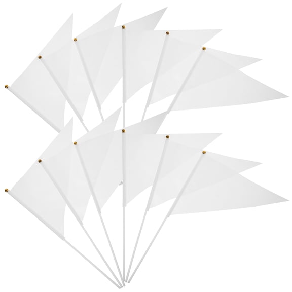 WRISTBIQUE 30Pcs Practical Small White Flags Polyester Handheld for Outdoor Party Use
