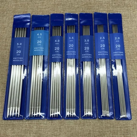WRISTBIQUE 35-Piece Double-Pointed Stainless Steel Knitting Needles Set for Crafting, Projects, and Yarn Work