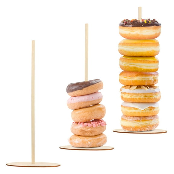 WRISTBIQUE Beige Donut and Display Stand Set, 3-Piece Donut Board for Bakery and Party Presentation