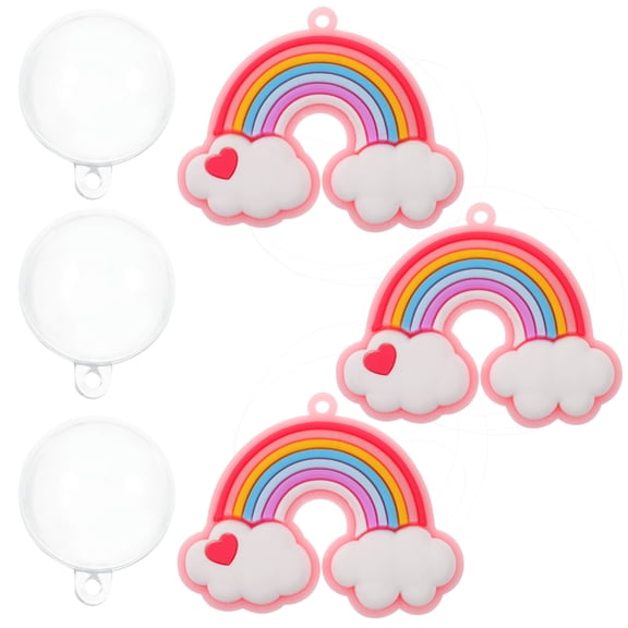 WRISTBIQUE 3Pcs Flexible Glue Aquarium Decorations Heart Shaped Rainbow for Fish Tank Owners