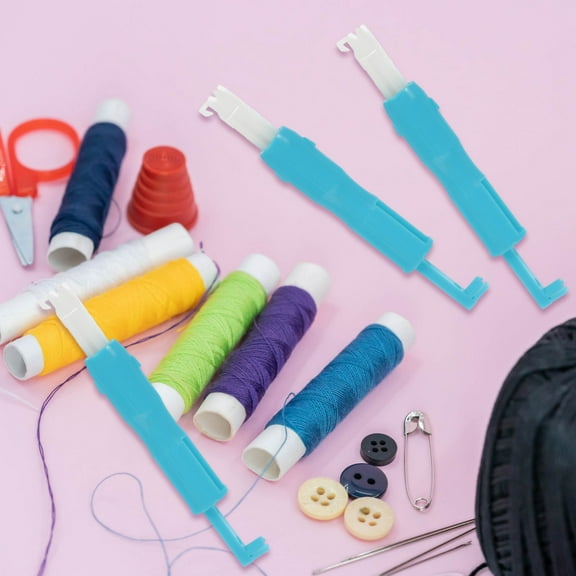 WRISTBIQUE 3Pcs Mini Size Automatic Needle Threader in Blue for Elderly People and Mothers Sewing Activities