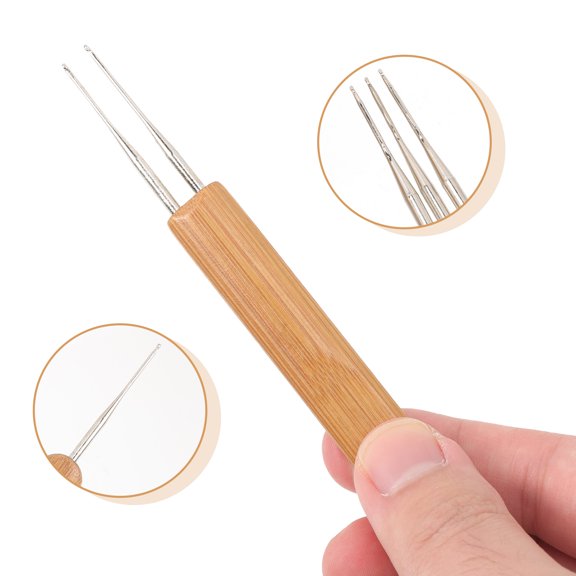 WRISTBIQUE 3Pcs Portable Dreadlocks Crochet Hooks Metal Needles for Fast Hair Maintenance