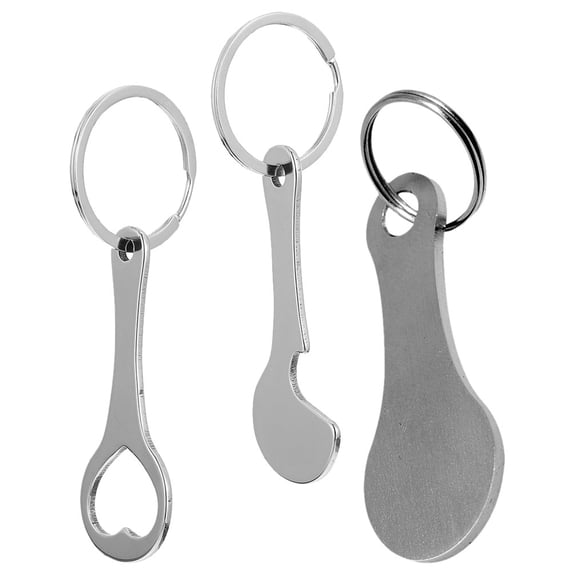 WRISTBIQUE 3Pcs Shopping Trolley Token Keychain Ornament Silver Metal for present Giving and Daily Use