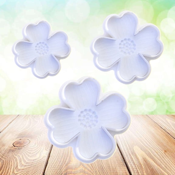WRISTBIQUE 3Pcs White Cake Mold Four Leaf Clover Plunger Mold for Baking Fondant Decoration