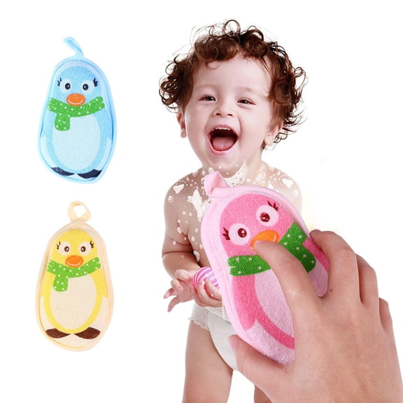 WRISTBIQUE Set of 3 Kids Bath Sponges, 100% Polyester for Gentle Skin Cleaning