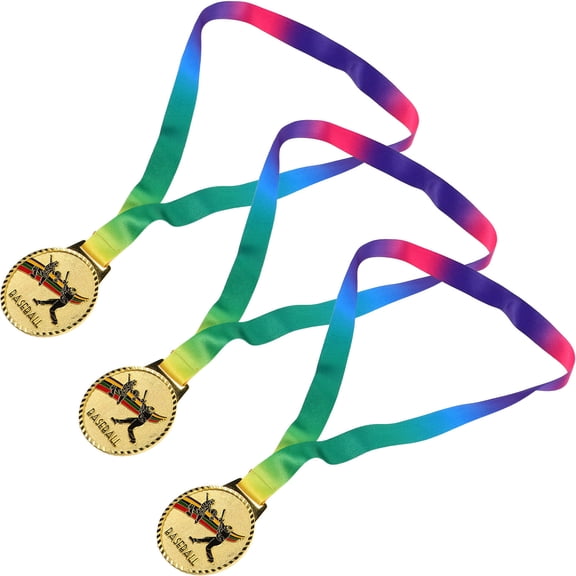 WRISTBIQUE Baseball Medals Golden Zinc Alloy Unique Design for Home 3Pcs