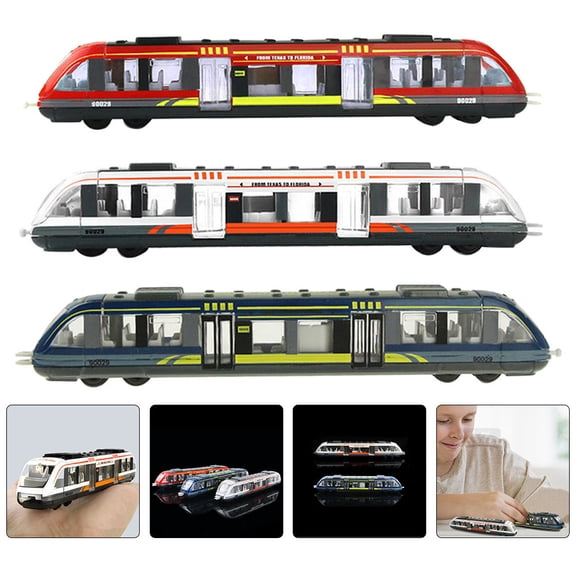 WRISTBIQUE 3Pcs Simulation Electric Train Set Made of Alloy Material Assorted Color for Fun Playing