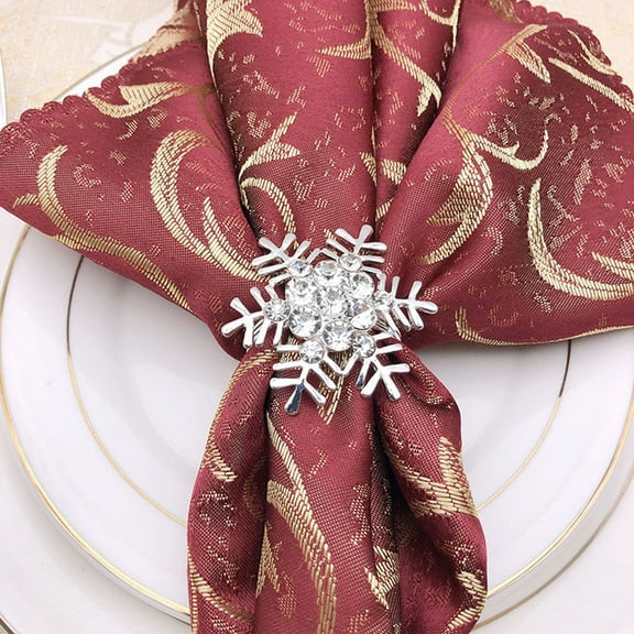 WRISTBIQUE 4 Pcs Wedding Napkin Holders Silver Rhinestones Napkin Holder for Events