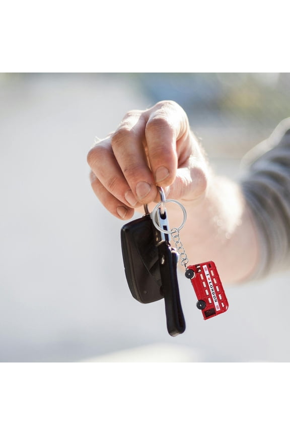 4Pcs London Souvenir Keychain Zinc Alloy 3D Bus Telephone Booth Mailbox Taxi Hanging Ornament For Car Pendant