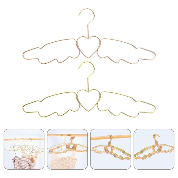 WRISTBIQUE 4Pcs Sturdy Metal Coat Hangers Wing Shape Non Skid Clothes Organizer for Home