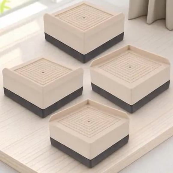 WRISTBIQUE 4Pcs Platform Bed Risers Furniture Lifters for Chairs Sofas and Tables in Beige