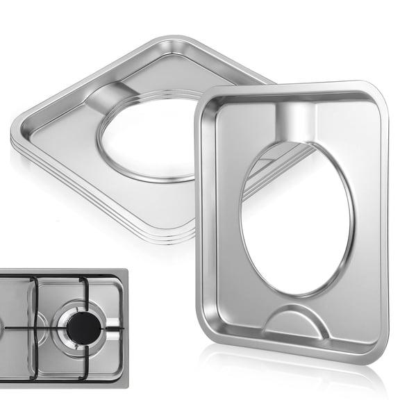 WRISTBIQUE 4-Pack Square Stainless Steel Stove Top Drip Pans for Gas Range Burners