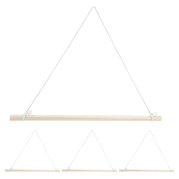 WRISTBIQUE 4Pcs Wood Banner Poles Beige Decorative Flagpoles for Garden and Indoor Use