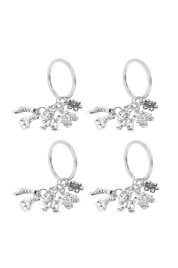 4Pcs Zinc Alloy Skating Keychain Winter Charm Ice Skate Shape Silver For Winter Sports Enthusiasts