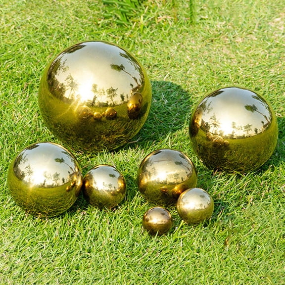 WRISTBIQUE Garden Sphere Outdoor Golden Round Ornament 1Pack 7.9in