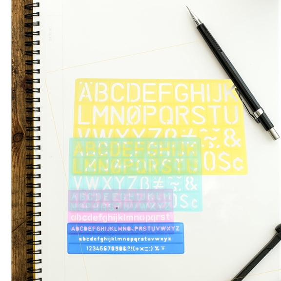 WRISTBIQUE 4 Sets Plastic Digital Letter Stencil Ruler for Fabric Art, Craft Projects, and Design Uses