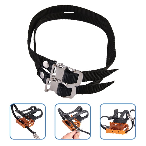 WRISTBIQUE 4-Pack Adjustable Black Nylon Bike Pedal Straps with Buckles for Secure Foot Support and Comfortable Cycling