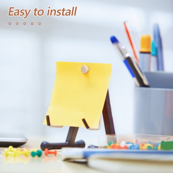 WRISTBIQUE 50Pcs Wooden Push Pins Light Yellow Round Head for Office Cork Board and Photo Wall