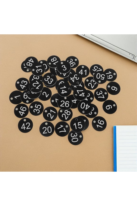 50PCS Reusable Number Tag Black Key Markers Tags for Secure Hanging in Large Events