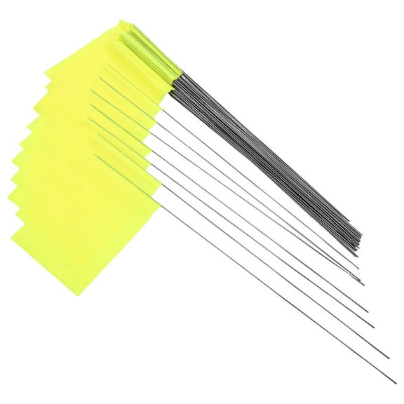WRISTBIQUE 50Pcs High Visibility Yellow Garden Flags for Lawn Irrigation and Utility Marking