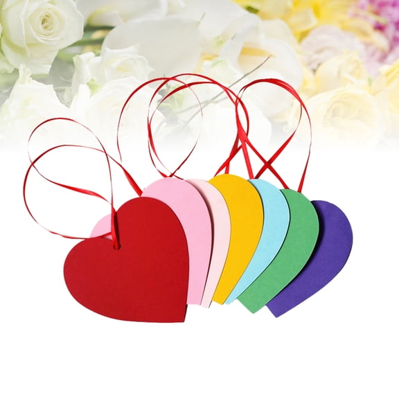 WRISTBIQUE 50Pcs Heart Shape Hanging Decorations Assorted Color Blessing Message For Festival