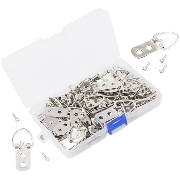 WRISTBIQUE Canvas Hooks for Hanging D Ring Metal 50Pcs 2.1x1in