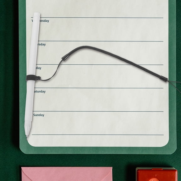 WRISTBIQUE Plastic Spring Pen Lanyard, Black, High Elasticity, Easy to Adjust, for Decoration 5Pcs