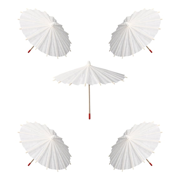 WRISTBIQUE 5Pcs Mini Umbrella Decor White Paper Umbrellas Blank Design Photography Props Stage Decoration