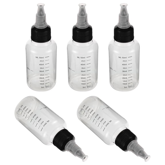 WRISTBIQUE 5-Pack Plastic Squeeze Bottles with Clear Measurement Markings for Accurate Paint Mixing and Controlled Nozzle Caps