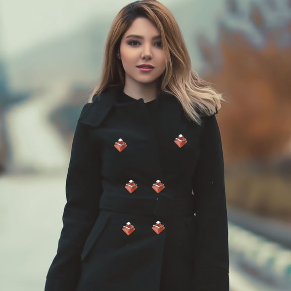 WRISTBIQUE 5Pcs Winter Coat Buttons Elegant Red with Gold Edge Metal Button Women Custom Projects