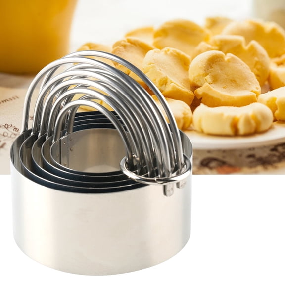 WRISTBIQUE 5-Piece Stainless Steel Round Biscuit and Cookie Cutters with Handle, Dishwasher Safe Baking Mold Set