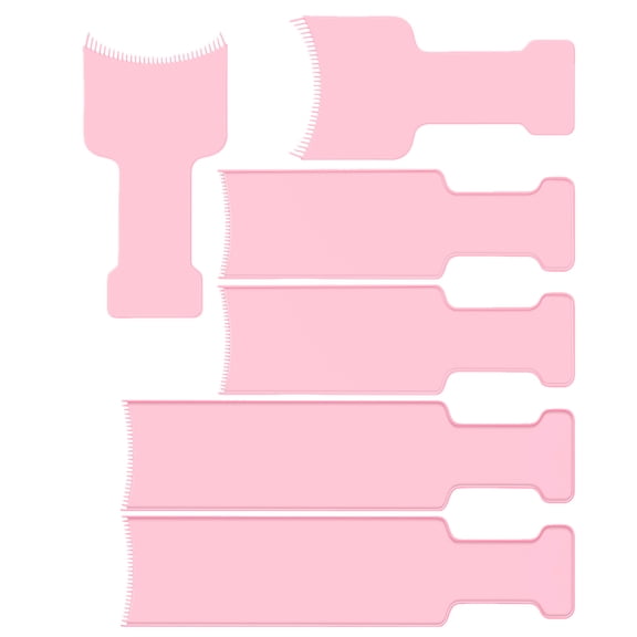 WRISTBIQUE 6PCS Square Hair Tail Tool Set Highlighting Board Plastic Pink for DIY Hair Coloring