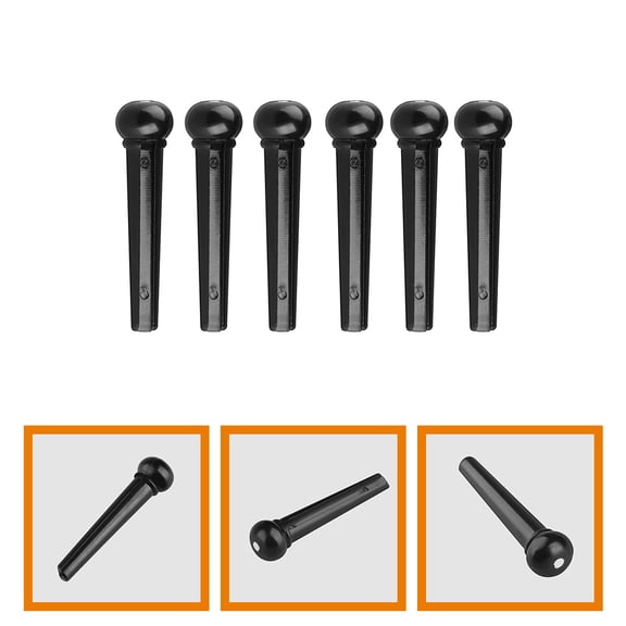 WRISTBIQUE 6-Pack Black ABS Acoustic Guitar Bridge Pins for Enhanced Sound Quality and Stable String Performance