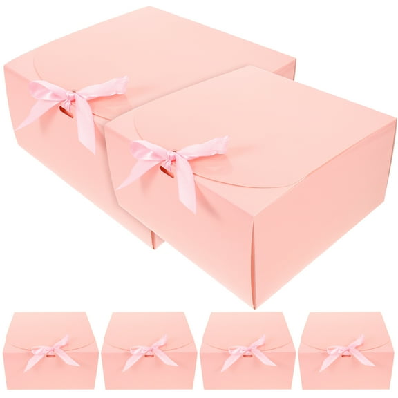 WRISTBIQUE 6Pcs Elegant Bowknot Cake Boxes for Bakery Products 7.86x7.86x3.93 In