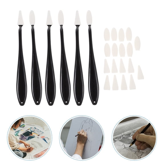 WRISTBIQUE 6-Piece Back to School Sketching Tool Set with Black Ergonomic Art Blenders and Precision Trimming Tools