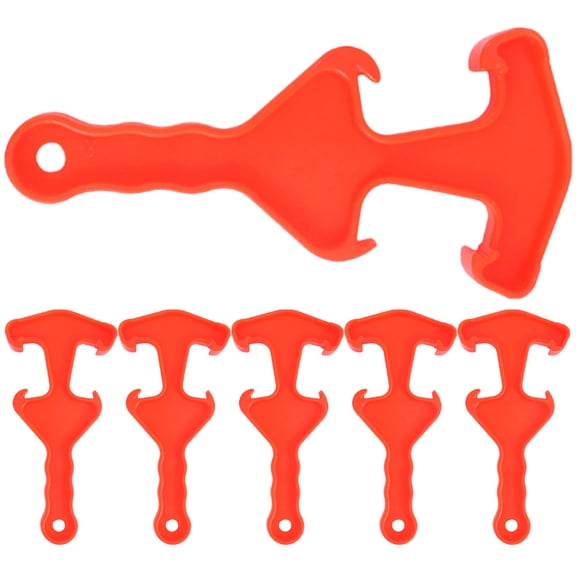 WRISTBIQUE 6-Pack Red Plastic Gallon Bucket Lid Openers with Non- Handles and Finger Grooves for Use