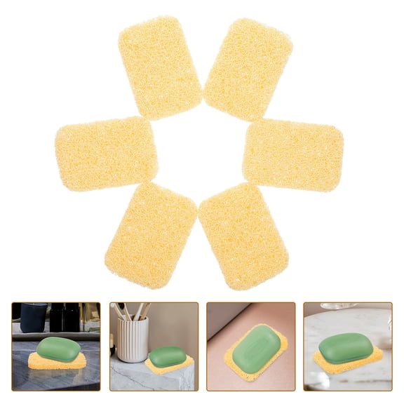 WRISTBIQUE 6Pcs Soap Draining Pads with Non-slip and Storage Functions Beige PVC for present Recipients