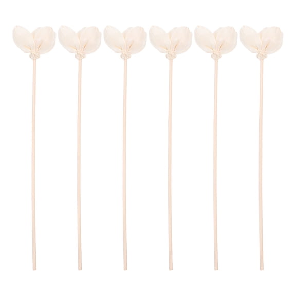 WRISTBIQUE 6-Piece White Rattan Wood Diffuser Sticks with Realistic Flower for Home Fragrance Decor