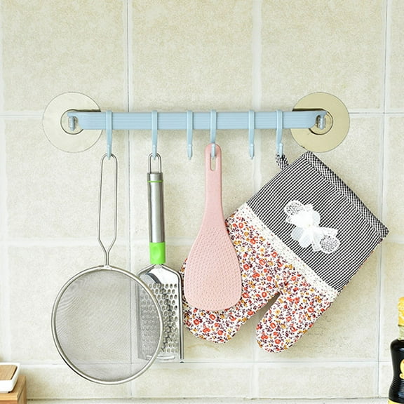 WRISTBIQUE Wall Mounted Hook Sky Blue 6Set 13.8x3.1x1.6In