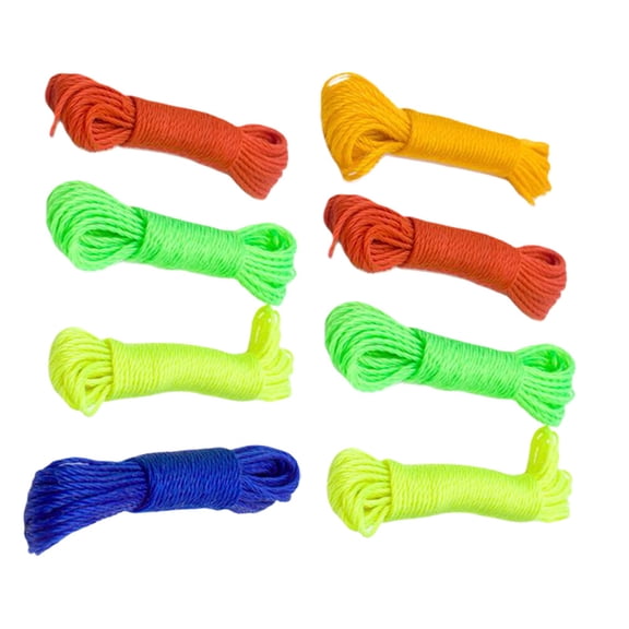 WRISTBIQUE 8Pcs Braided Nylon Rope Clothesline Rope Weather Resistant for Camping Outdoors