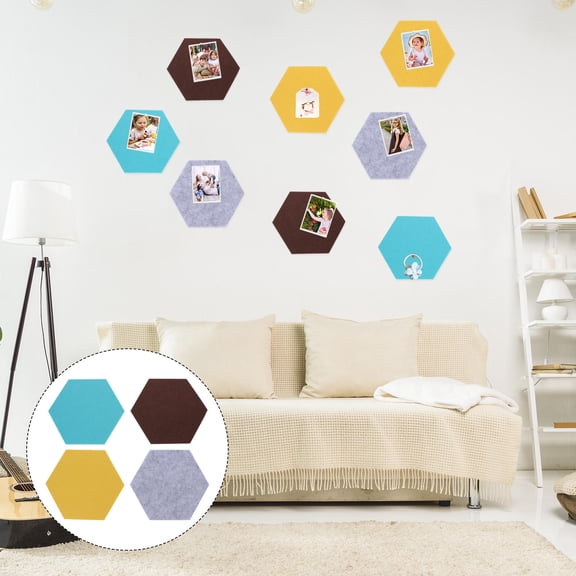 WRISTBIQUE 8Pcs Self-Adhesive Felt Hexagon Tile Board Assorted Color Wall Display Memo Board