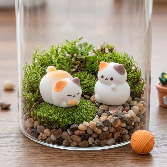 WRISTBIQUE 8pcs Adorable Cat Resin Figurines for Home Decor, Cute Animal Miniatures, Perfect Supplies