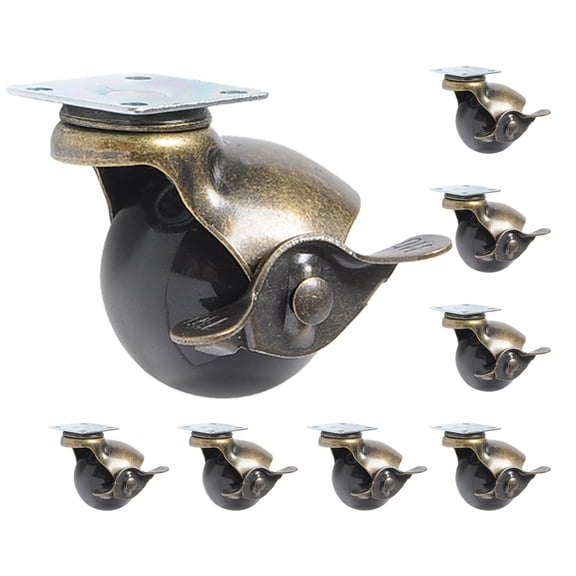 WRISTBIQUE 8Pcs Antique Bronze Furniture Caster Wheels with Brake Swivel Plate for Home Sofa Bed Bookcase