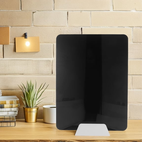 WRISTBIQUE Acrylic Office Desk Partition Black Desktop Privacy Panel Freestanding Easy to Clean
