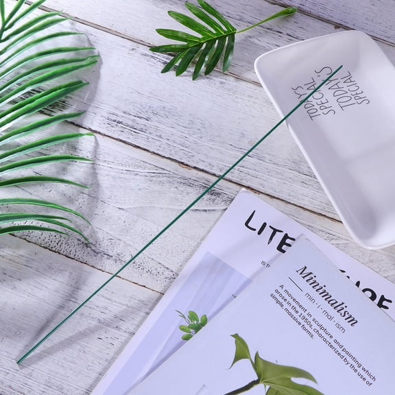 WRISTBIQUE Artificial Flower Stems 51Pcs Dark Green Iron Wire for Flower Arranging Accessories and Craft Making 15.7in