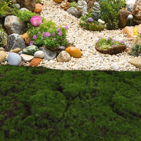 WRISTBIQUE Artificial Green Moss Sheet, 12 x 12 Inch Plastic Faux Moss Mat for Crafts, Home, Garden, Wall Decor Display