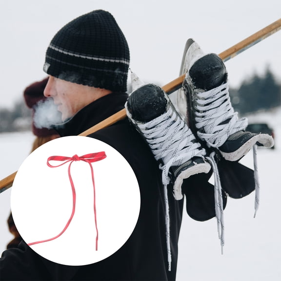WRISTBIQUE Red Polyester Hockey Skate Laces 2 Pairs Wear-Resistant Outdoor Replacement