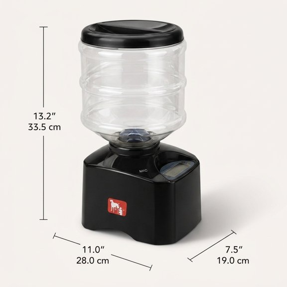 WRISTBIQUE Automatic Cat Feeder Programmable Pet Food Dispenser in Black ABS Material