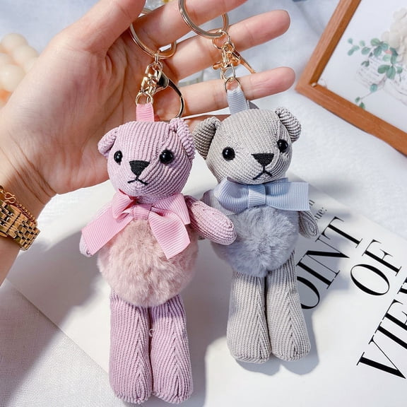 WRISTBIQUE Bag Pendant Keychain Bear Shape Grey 1Set Simple Design for Friends