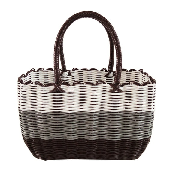 WRISTBIQUE Assorted Color Woven Basket Medium Size Multipurpose Straw Tote for Picnic and Storage